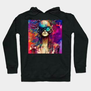 Beautiful Rainbow Cyber-Girl Hoodie